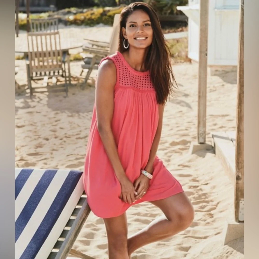 Tommy Bahama | Eyelet And Fringe Detail Dress - Vacation - Beachy - Boho - Picture 2 of 13